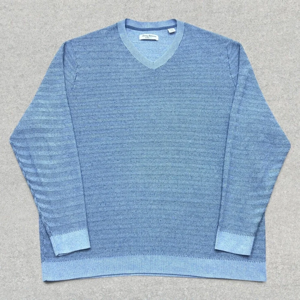 Tommy Bahama Sweater Mens 3XL Blue Coolside Course IslandZone V-Neck Knit